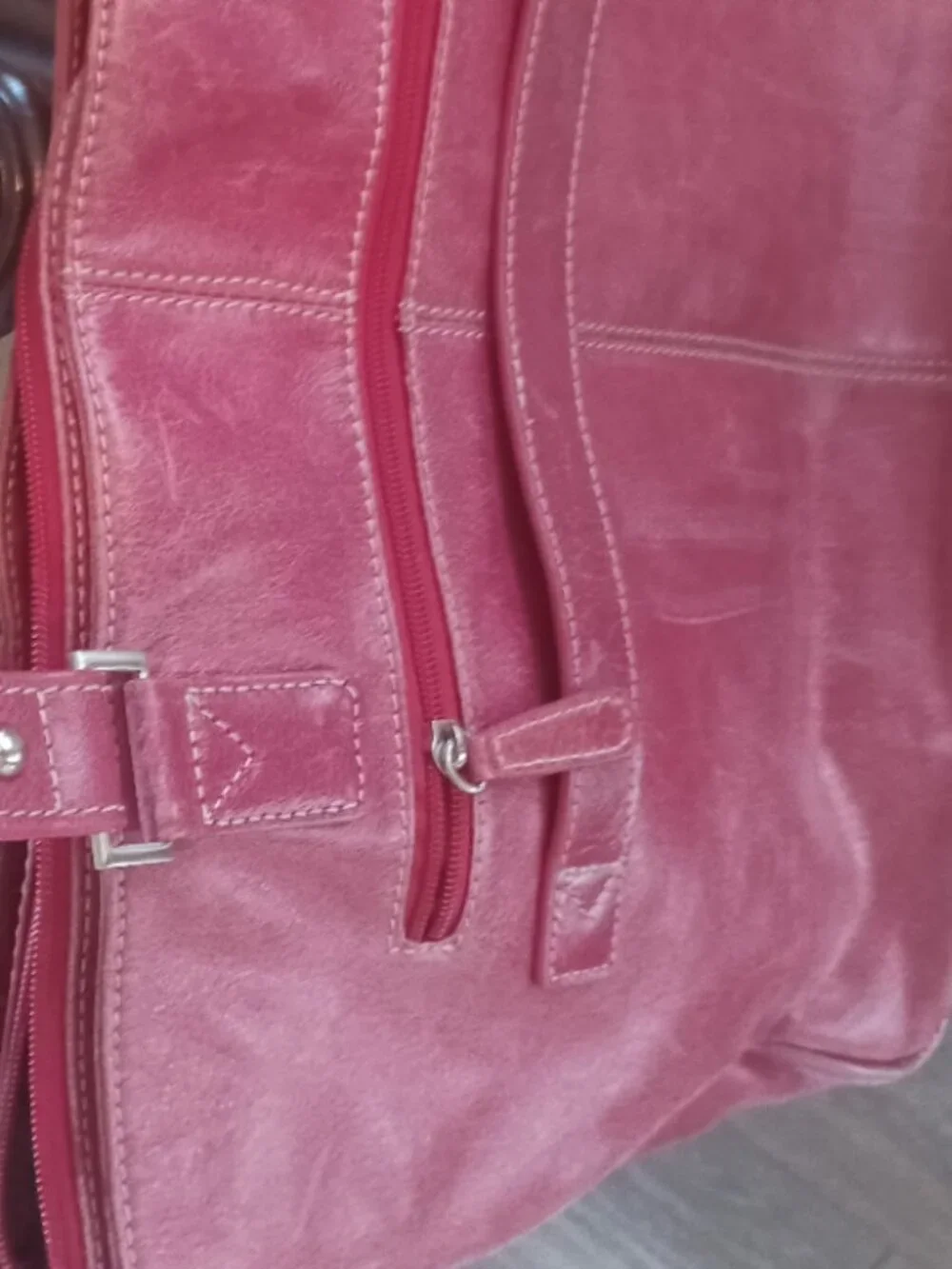 Clark & Mayfield Large Tote/Briefcase Distressed Pinkish/Red Bag/Laptop Holder